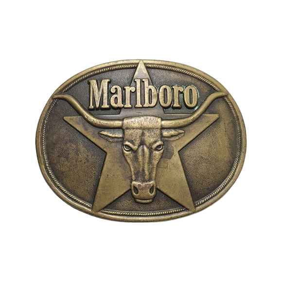 Marlboro Other - Philip Morris Marlboro 1987 Longhorn Bull Belt Buckle Solid Brass